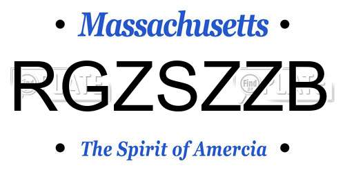 RGZSZZB Massachusetts License Plate