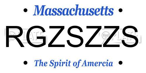 RGZSZZS Massachusetts License Plate