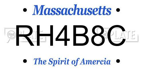 RH4B8C Massachusetts License Plate