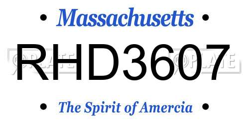 RHD3607 Massachusetts License Plate