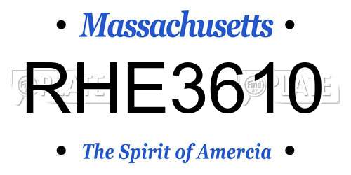 RHE3610 Massachusetts License Plate