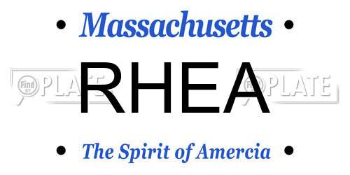 RHEA Massachusetts License Plate