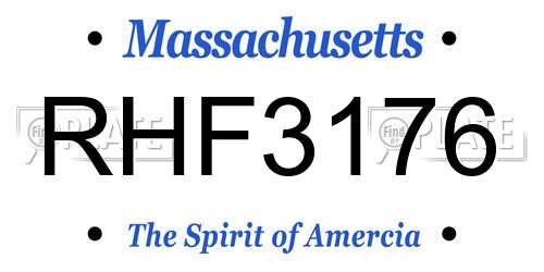 RHF3176 Massachusetts License Plate