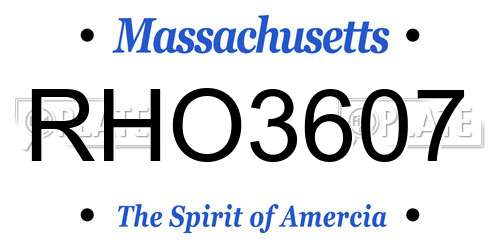 RHO3607 Massachusetts License Plate
