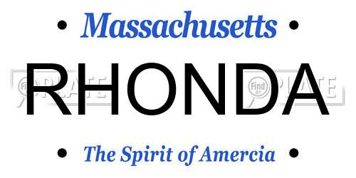 RHONDA Massachusetts License Plate