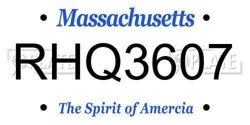 RHQ3607 Massachusetts License Plate