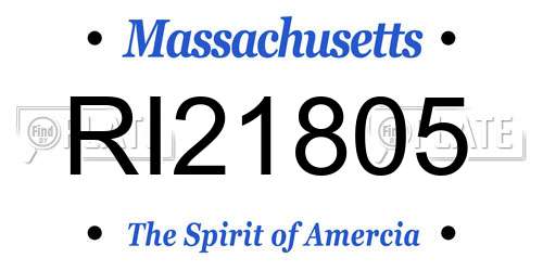 RI21805 Massachusetts License Plate
