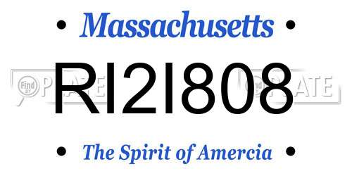 RI2I808 Massachusetts License Plate
