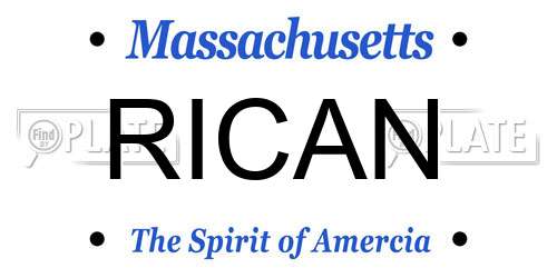 RICAN Massachusetts License Plate