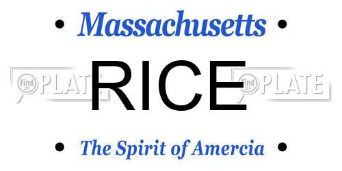 RICE Massachusetts License Plate