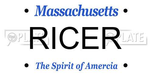 RICER Massachusetts License Plate