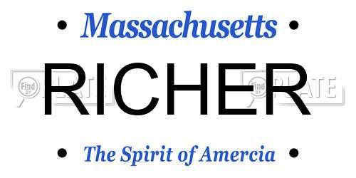 RICHER Massachusetts License Plate