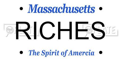 RICHES Massachusetts License Plate