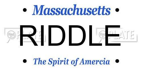 RIDDLE Massachusetts License Plate