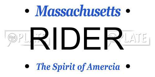 RIDER Massachusetts License Plate