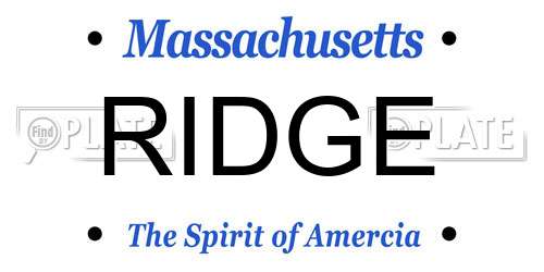 RIDGE Massachusetts License Plate