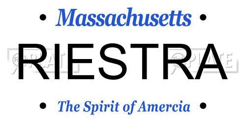 RIESTRA Massachusetts License Plate
