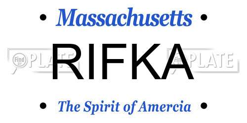 RIFKA Massachusetts License Plate