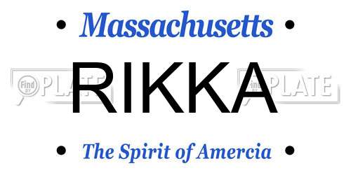 RIKKA Massachusetts License Plate