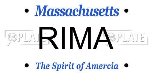 RIMA Massachusetts License Plate