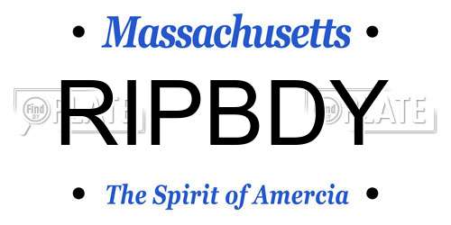 RIPBDY Massachusetts License Plate