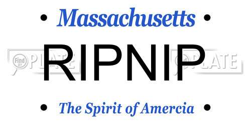 RIPNIP Massachusetts License Plate