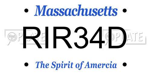 RIR34D Massachusetts License Plate