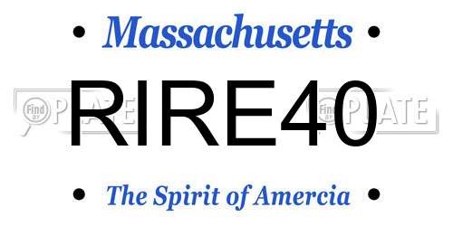 RIRE40 Massachusetts License Plate