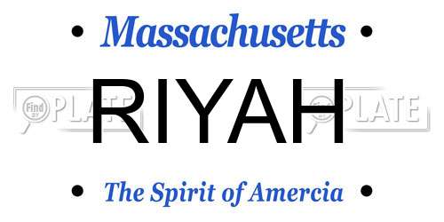 RIYAH Massachusetts License Plate