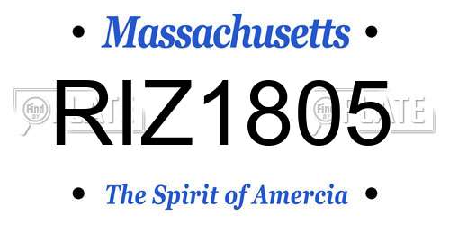 RIZ1805 Massachusetts License Plate