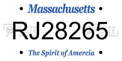 RJ28265 Massachusetts License Plate