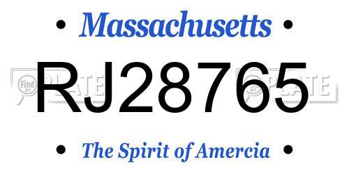 RJ28765 Massachusetts License Plate