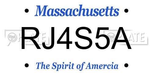 RJ4S5A Massachusetts License Plate