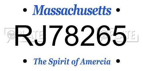RJ78265 Massachusetts License Plate