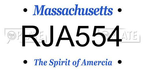 RJA554 Massachusetts License Plate