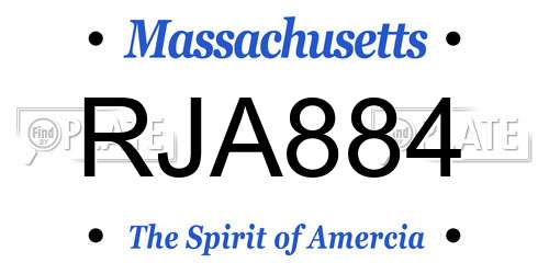 RJA884 Massachusetts License Plate