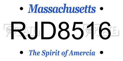RJD8516 Massachusetts License Plate