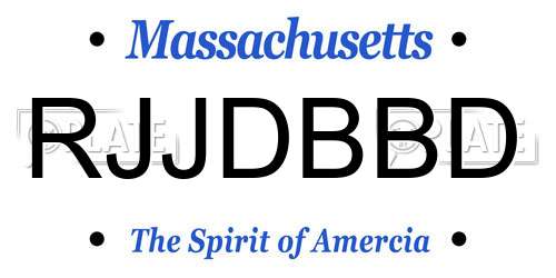 RJJDBBD Massachusetts License Plate