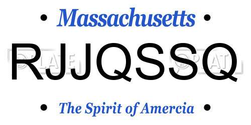 RJJQSSQ Massachusetts License Plate