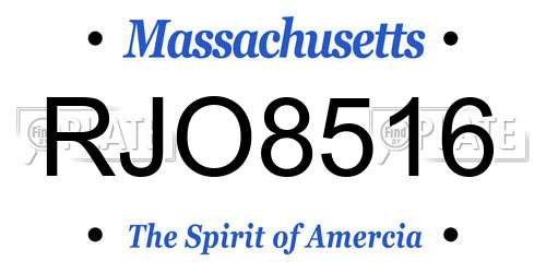 RJO8516 Massachusetts License Plate