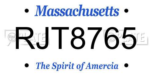 RJT8765 Massachusetts License Plate