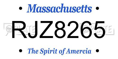 RJZ8265 Massachusetts License Plate