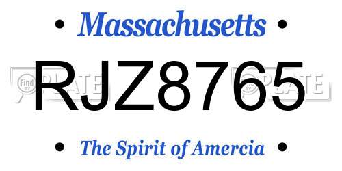 RJZ8765 Massachusetts License Plate