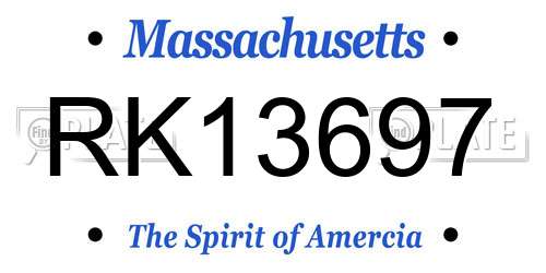 RK13697 Massachusetts License Plate