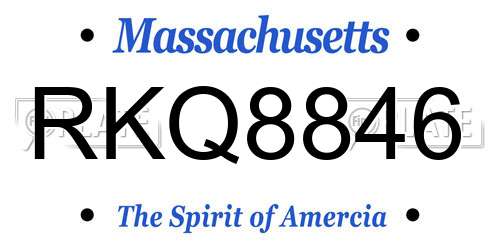 RKQ8846 Massachusetts License Plate