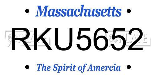 RKU5652 Massachusetts License Plate