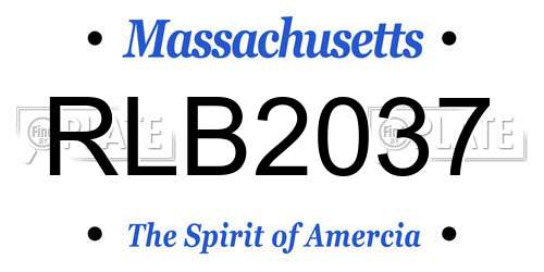 RLB2037 Massachusetts License Plate