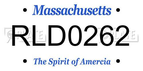 RLD0262 Massachusetts License Plate