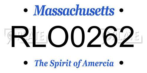 RLO0262 Massachusetts License Plate