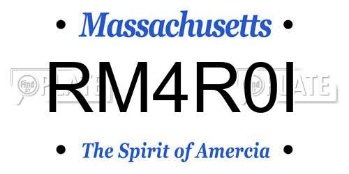 RM4R0I Massachusetts License Plate